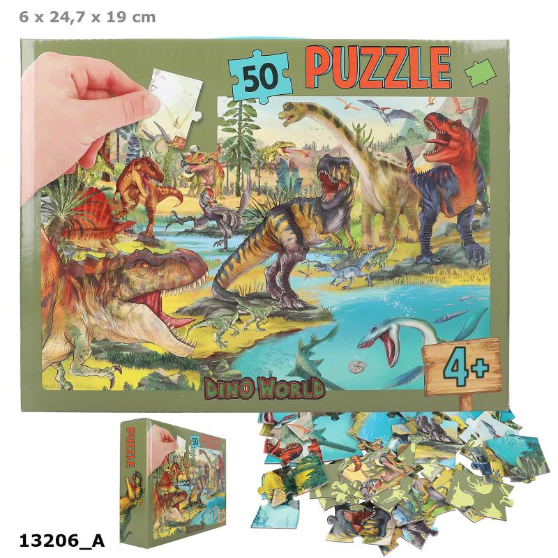 Dino World Puslespill, 50 brikker