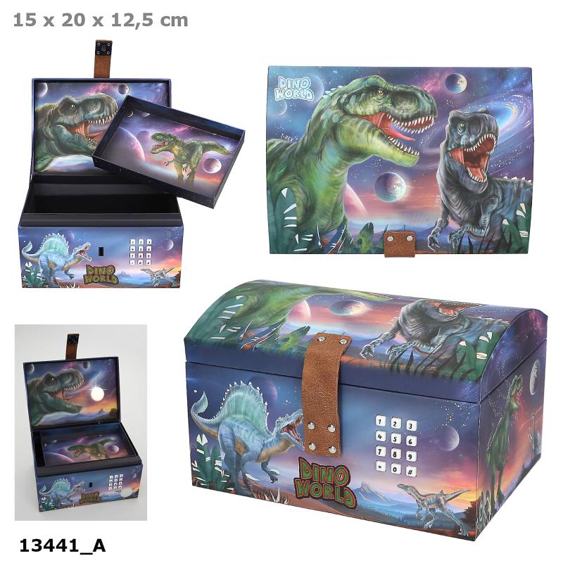 Dino World Skattkiste med kode, lys og lyd
